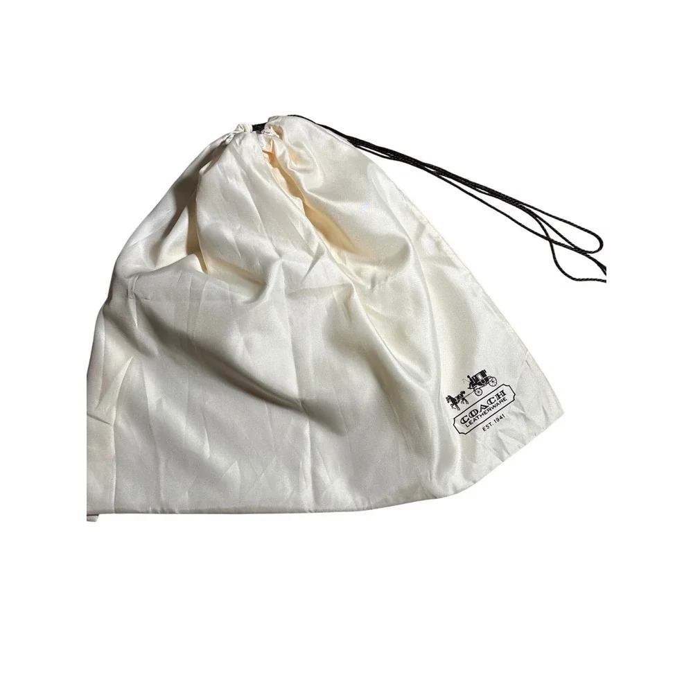 Coach Large Cream White Satin Drawstring Dust Bag Logo Storage Cover Designer